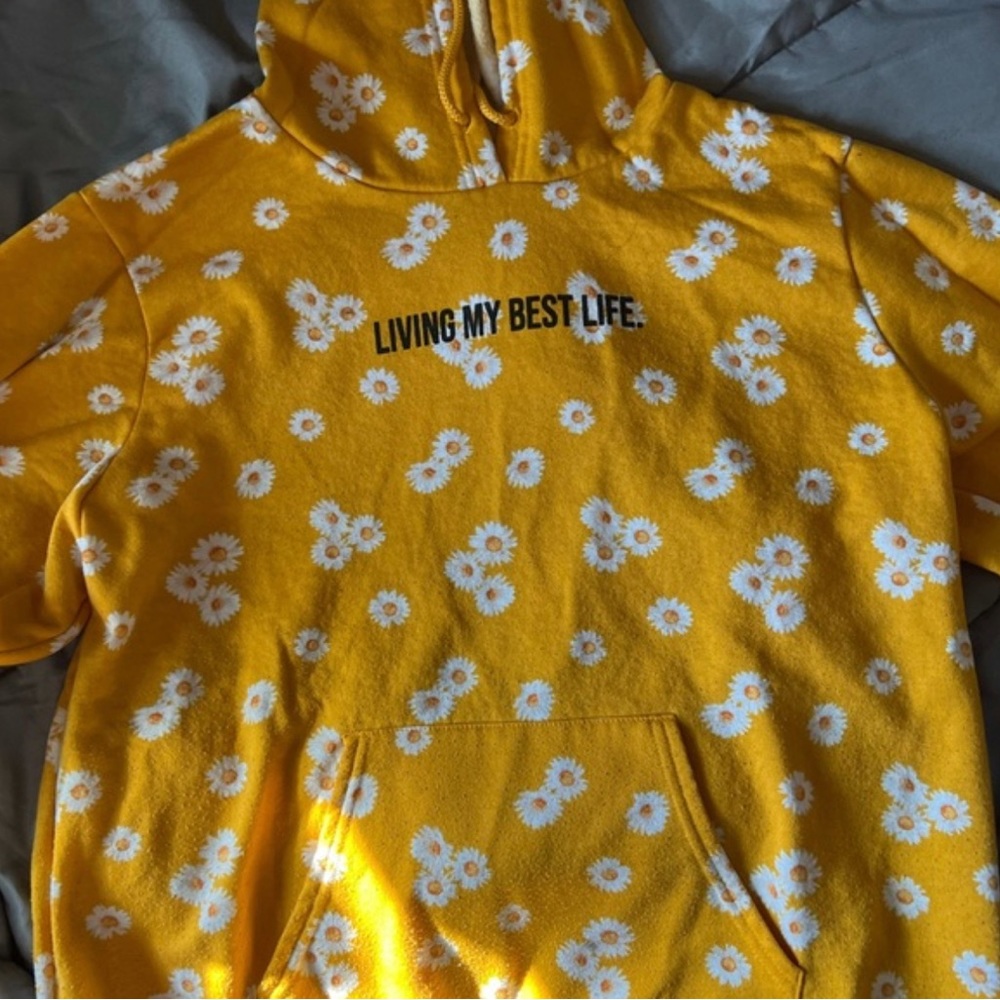 Yellow, flowery hoodie